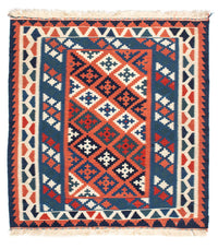 Tappeto Kelim - Orientale quadrato  - 100 x 96 cm - blu