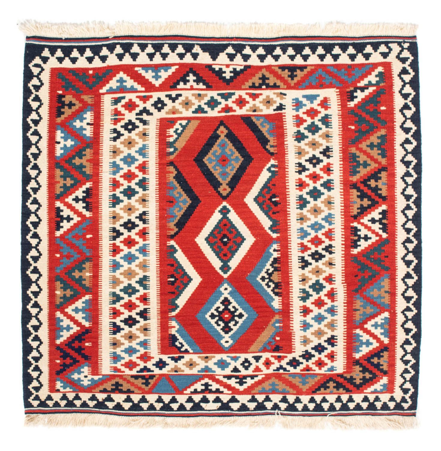 Tappeto Kelim - Orientale quadrato  - 105 x 102 cm - rosso