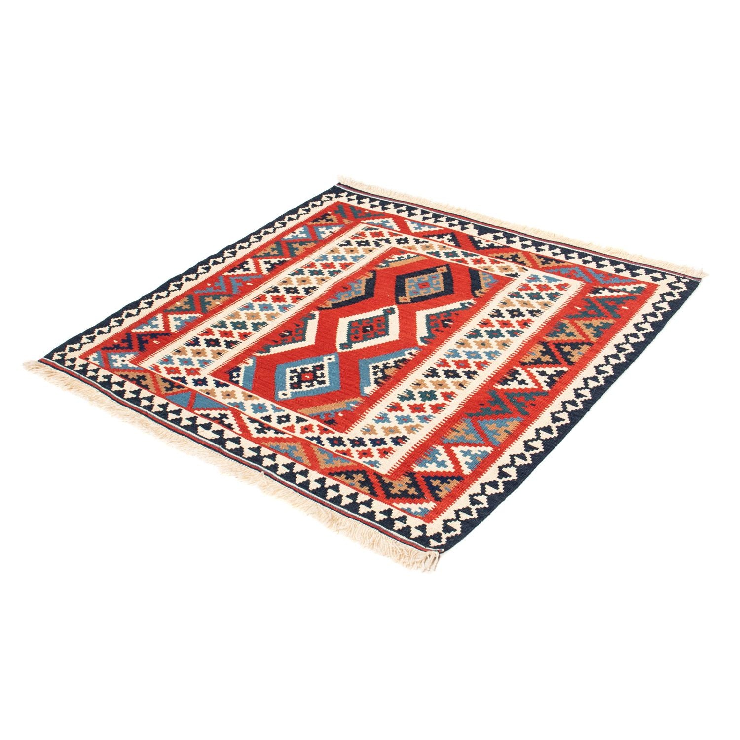 Tappeto Kelim - Orientale quadrato  - 105 x 102 cm - rosso
