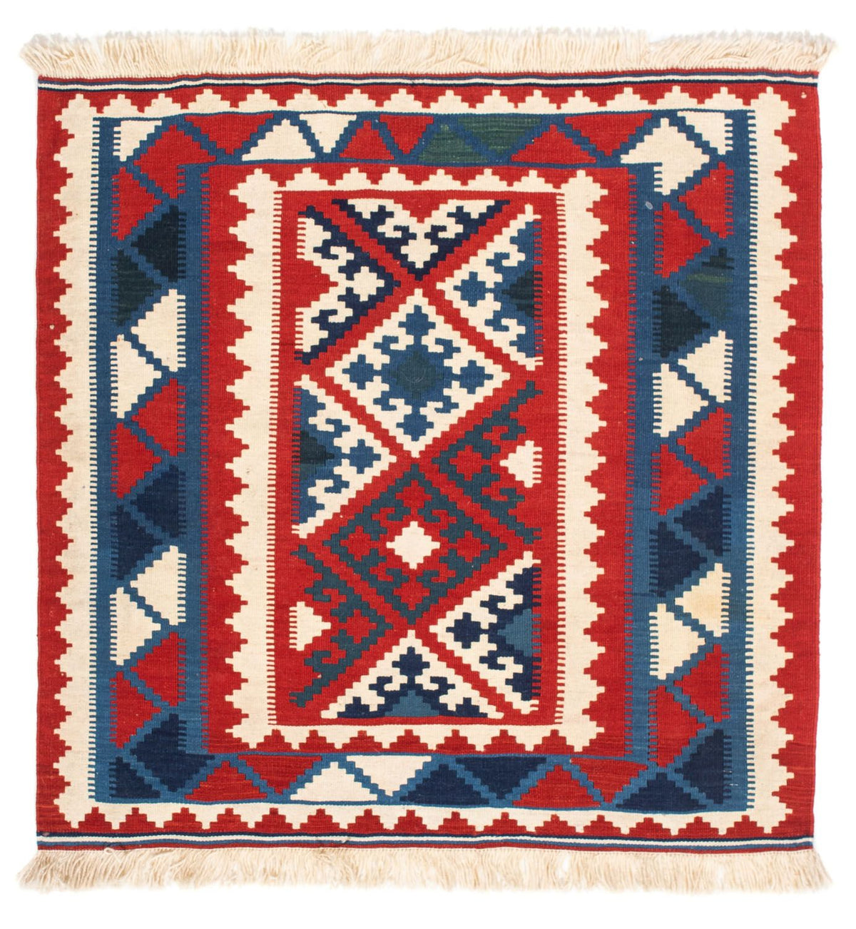 Tappeto Kelim - Orientale quadrato  - 102 x 102 cm - rosso