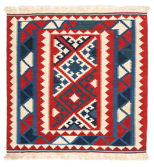 Tappeto Kelim - Orientale quadrato  - 102 x 102 cm - rosso