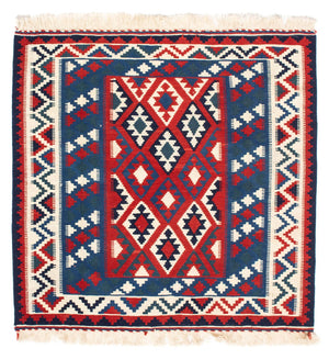 Tappeto Kelim - Orientale quadrato  - 104 x 103 cm - blu scuro