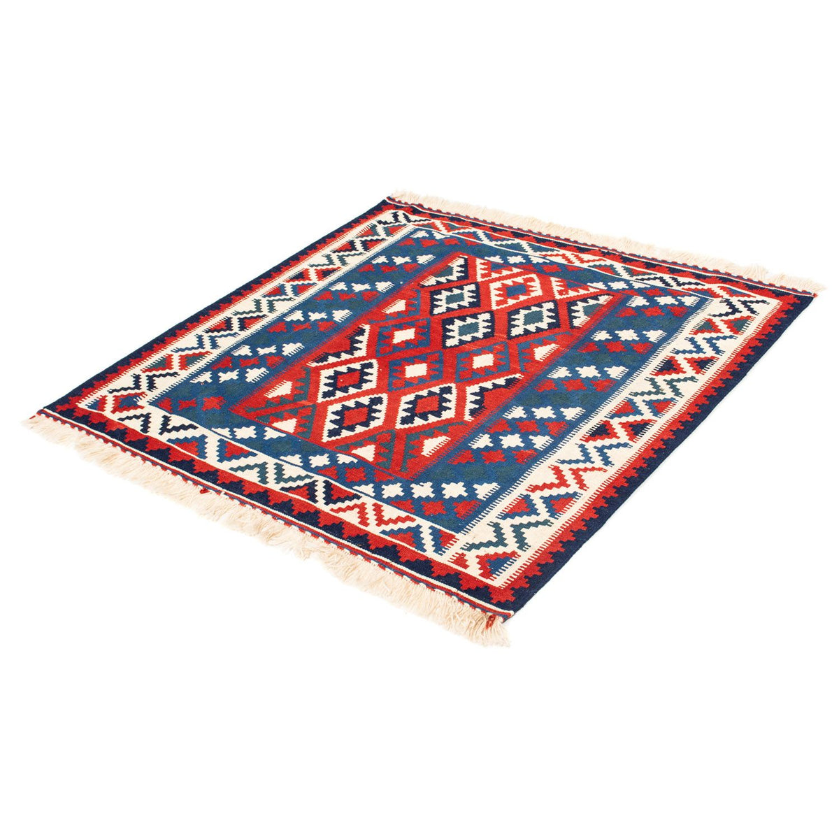 Tappeto Kelim - Orientale quadrato  - 104 x 103 cm - blu scuro