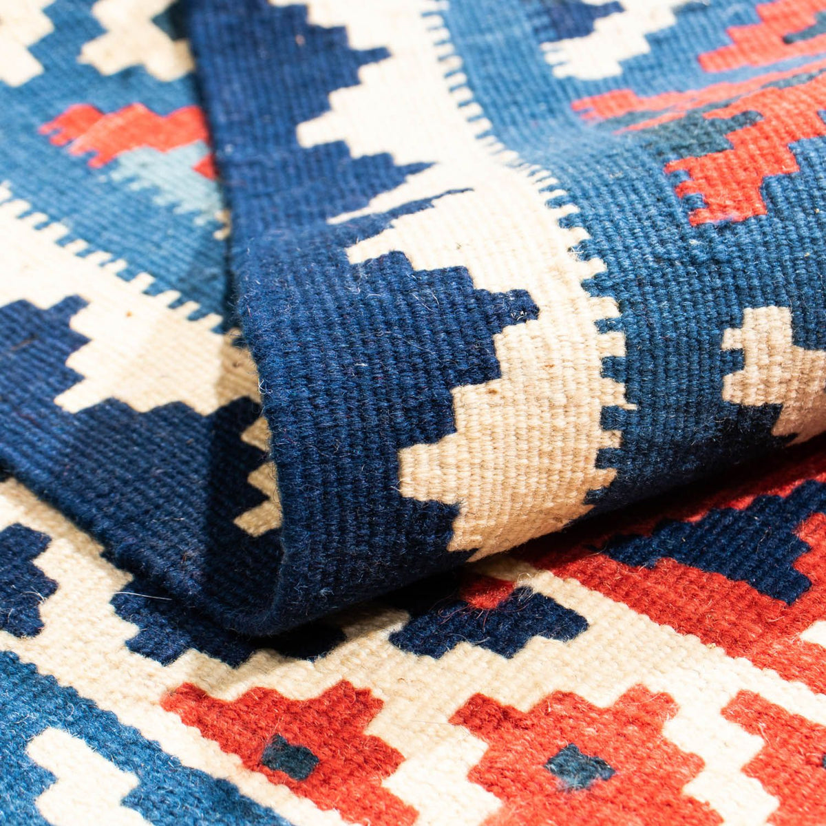 Tappeto Kelim - Orientale quadrato  - 102 x 100 cm - blu