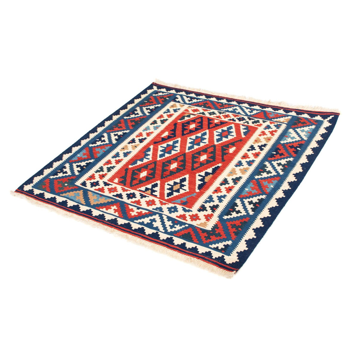 Tappeto Kelim - Orientale quadrato  - 102 x 100 cm - blu