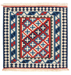 Tappeto Kelim - Orientale quadrato  - 100 x 100 cm - blu