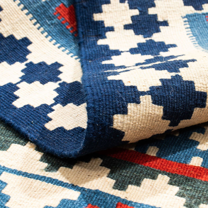 Tappeto Kelim - Orientale quadrato  - 100 x 100 cm - blu