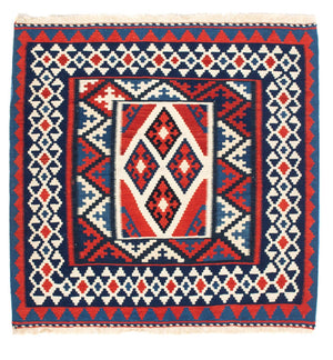 Tappeto Kelim - Orientale quadrato  - 100 x 100 cm - rosso