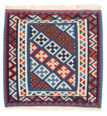 Tappeto Kelim - Orientale quadrato  - 104 x 101 cm - blu