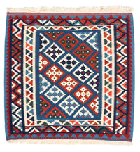 Tappeto Kelim - Orientale quadrato  - 104 x 101 cm - blu