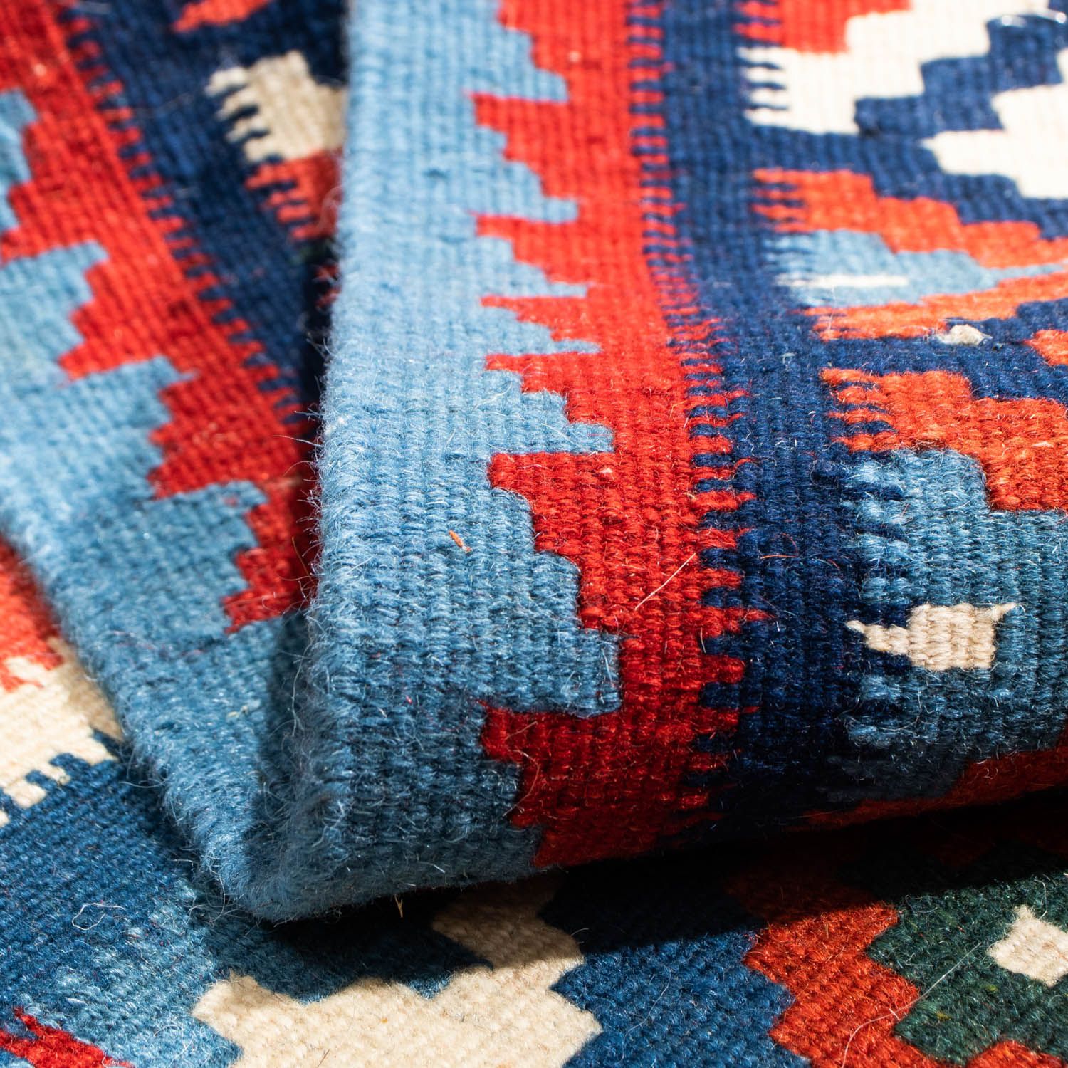 Tappeto Kelim - Orientale quadrato  - 104 x 101 cm - blu