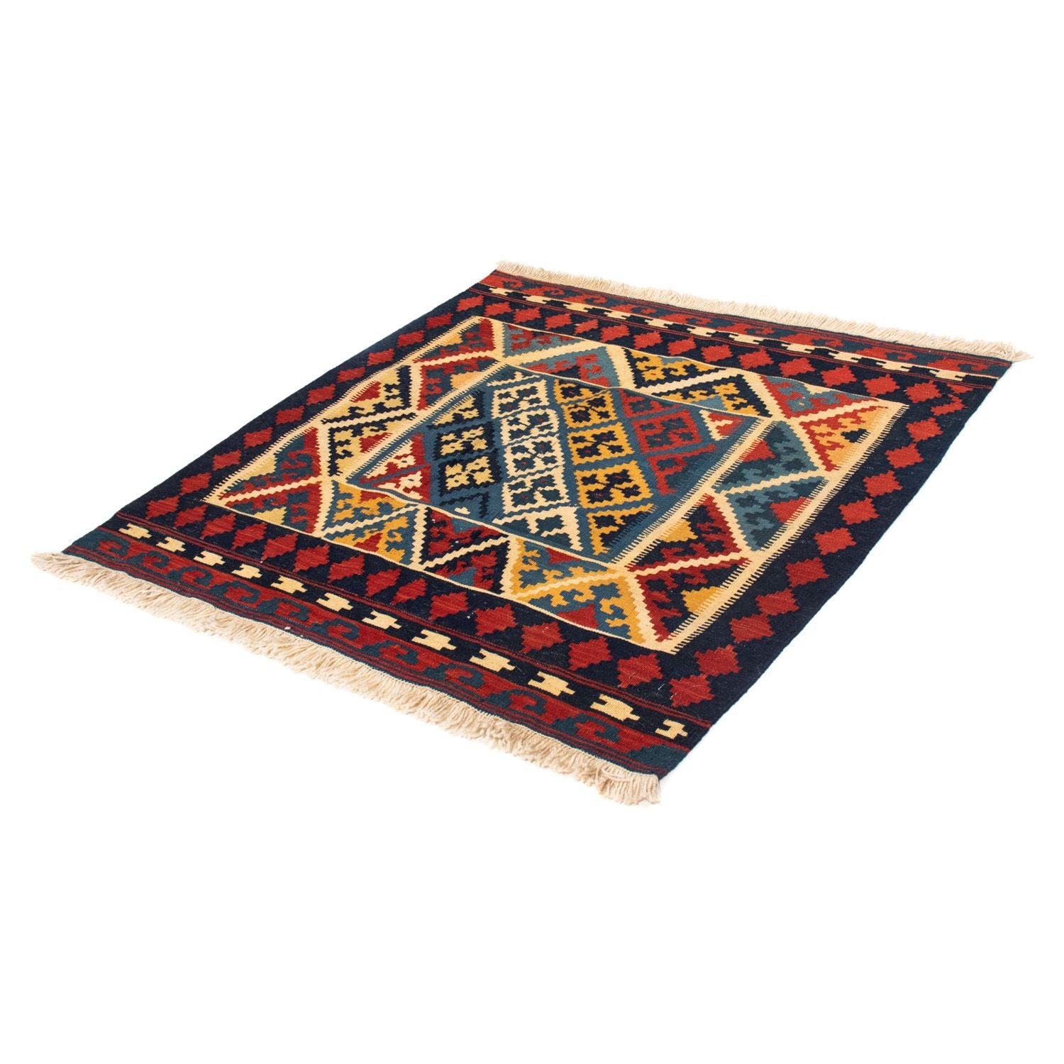 Tappeto Kelim - Orientale quadrato  - 110 x 109 cm - rosso
