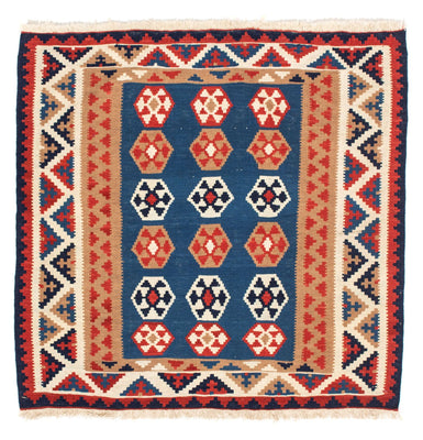 Tappeto Kelim - Orientale quadrato  - 104 x 102 cm - blu