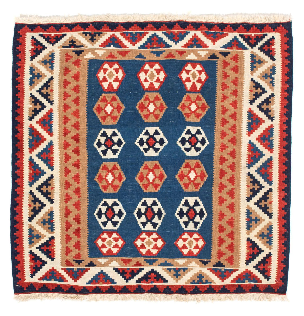 Tappeto Kelim - Orientale quadrato  - 104 x 102 cm - blu