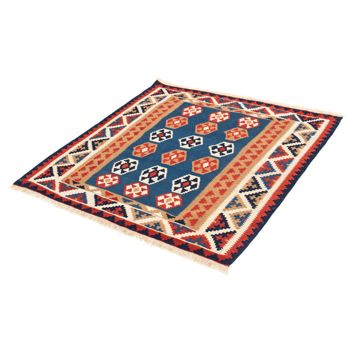Tappeto Kelim - Orientale quadrato  - 104 x 102 cm - blu