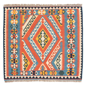 Tappeto Kelim - Orientale quadrato  - 107 x 100 cm - arancione