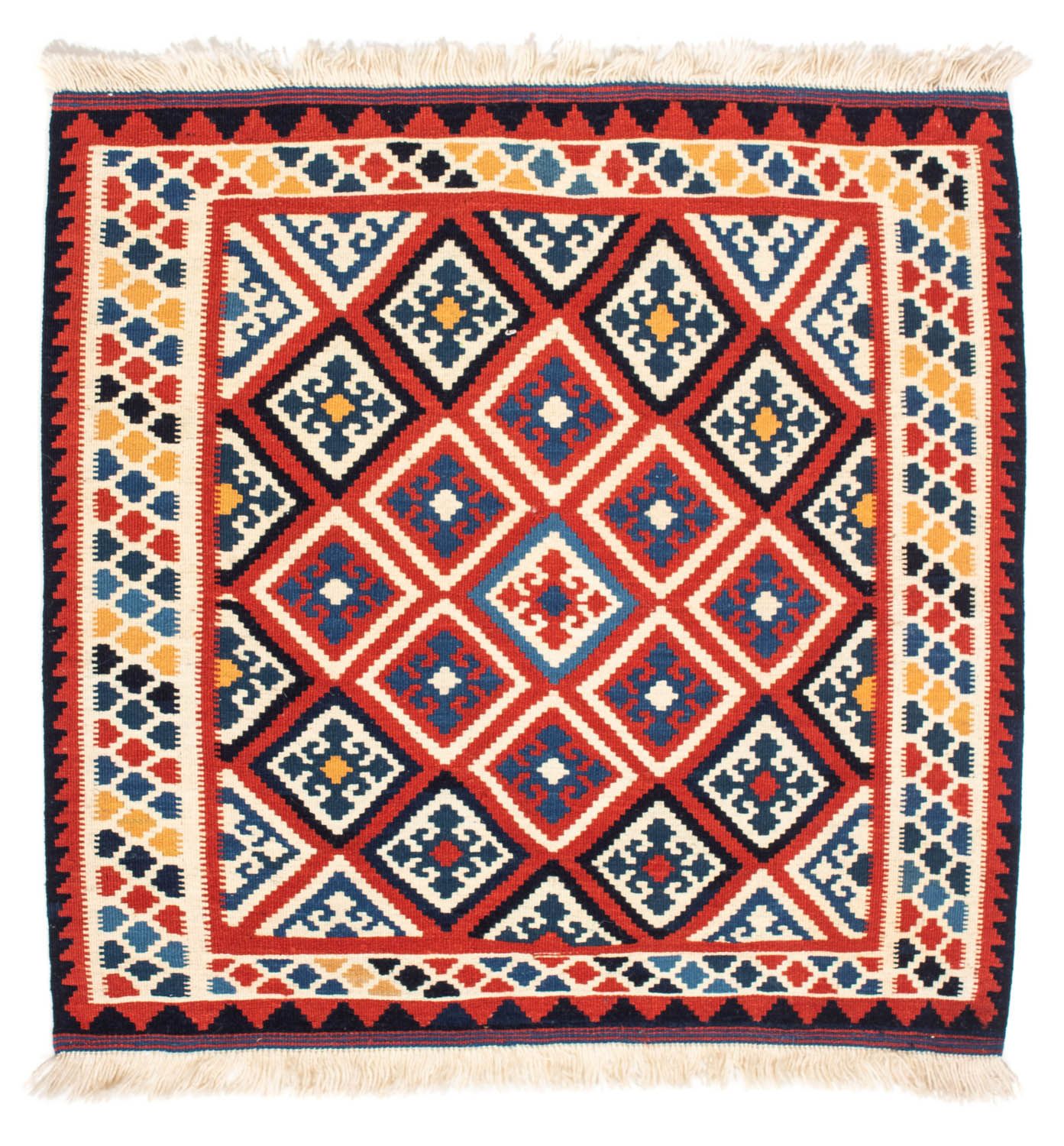 Tappeto Kelim - Orientale quadrato  - 106 x 105 cm - rosso