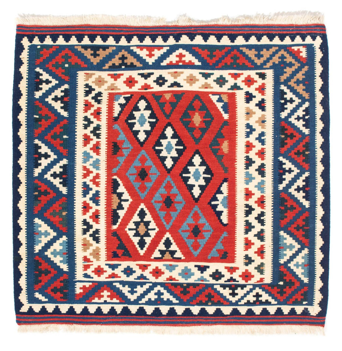 Tappeto Kelim - Orientale quadrato  - 104 x 100 cm - blu scuro