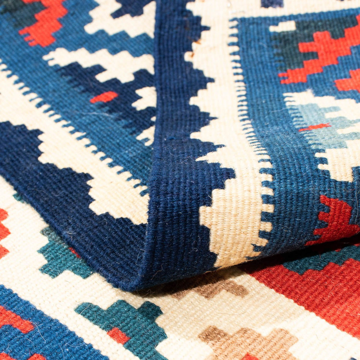 Tappeto Kelim - Orientale quadrato  - 104 x 100 cm - blu scuro