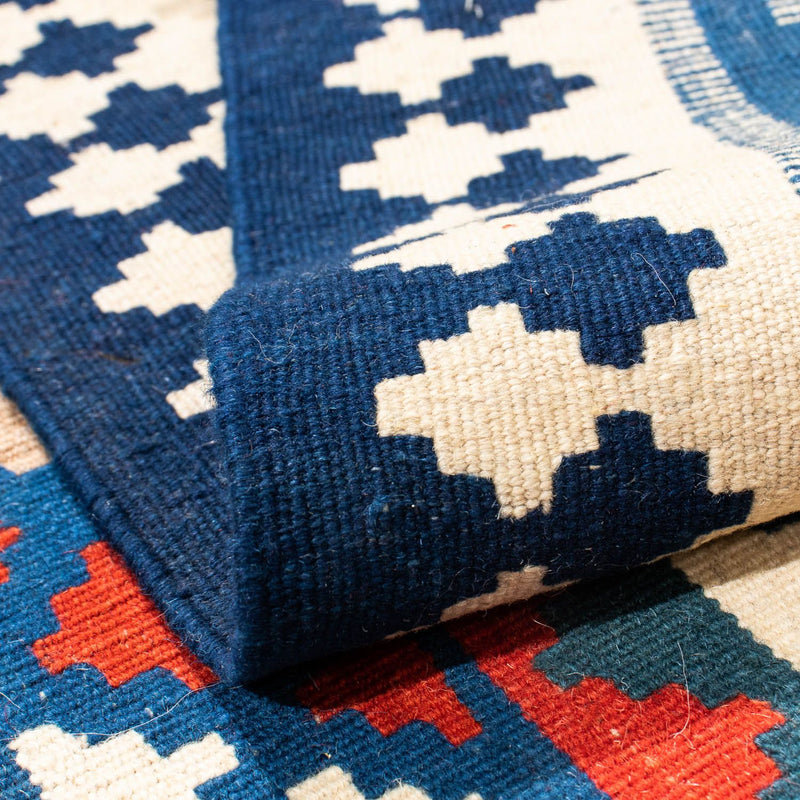 Tappeto Kelim - Orientale quadrato  - 103 x 100 cm - blu scuro