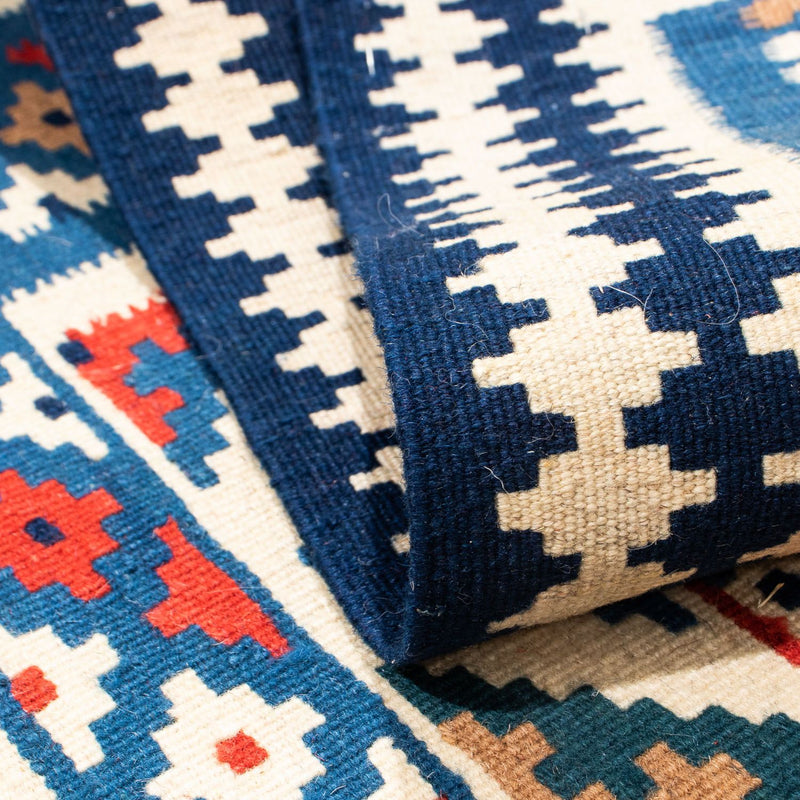 Tappeto Kelim - Orientale quadrato  - 99 x 95 cm - blu scuro