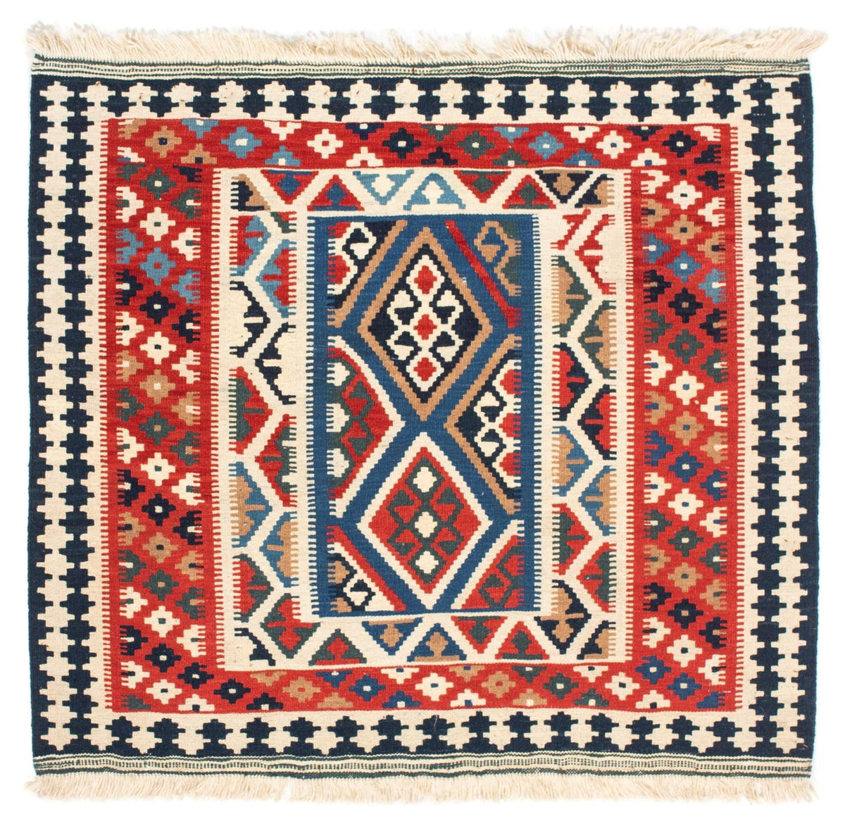 Tappeto Kelim - Orientale quadrato  - 104 x 99 cm - rosso
