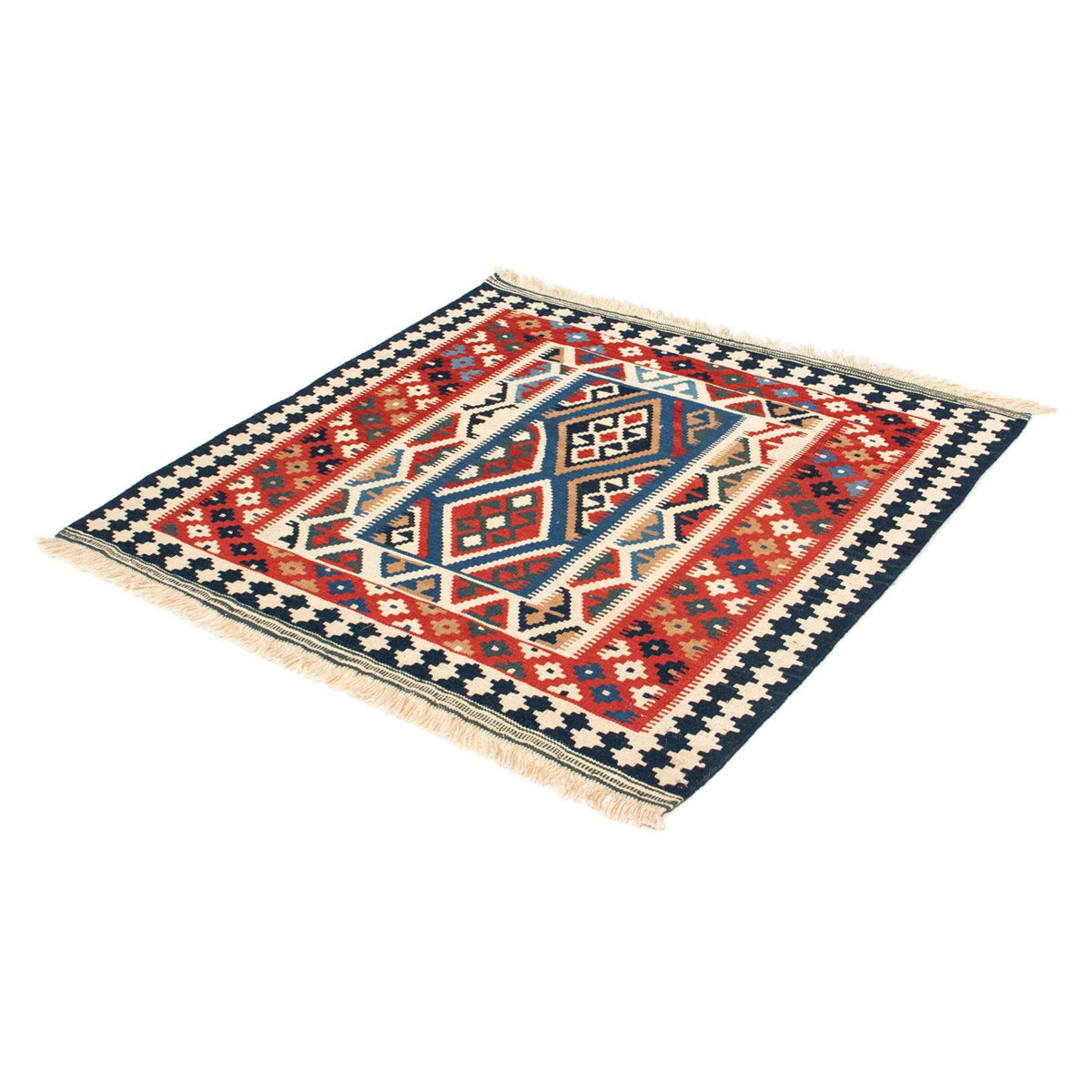 Tappeto Kelim - Orientale quadrato  - 104 x 99 cm - rosso