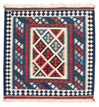 Tappeto Kelim - Orientale quadrato  - 104 x 103 cm - blu