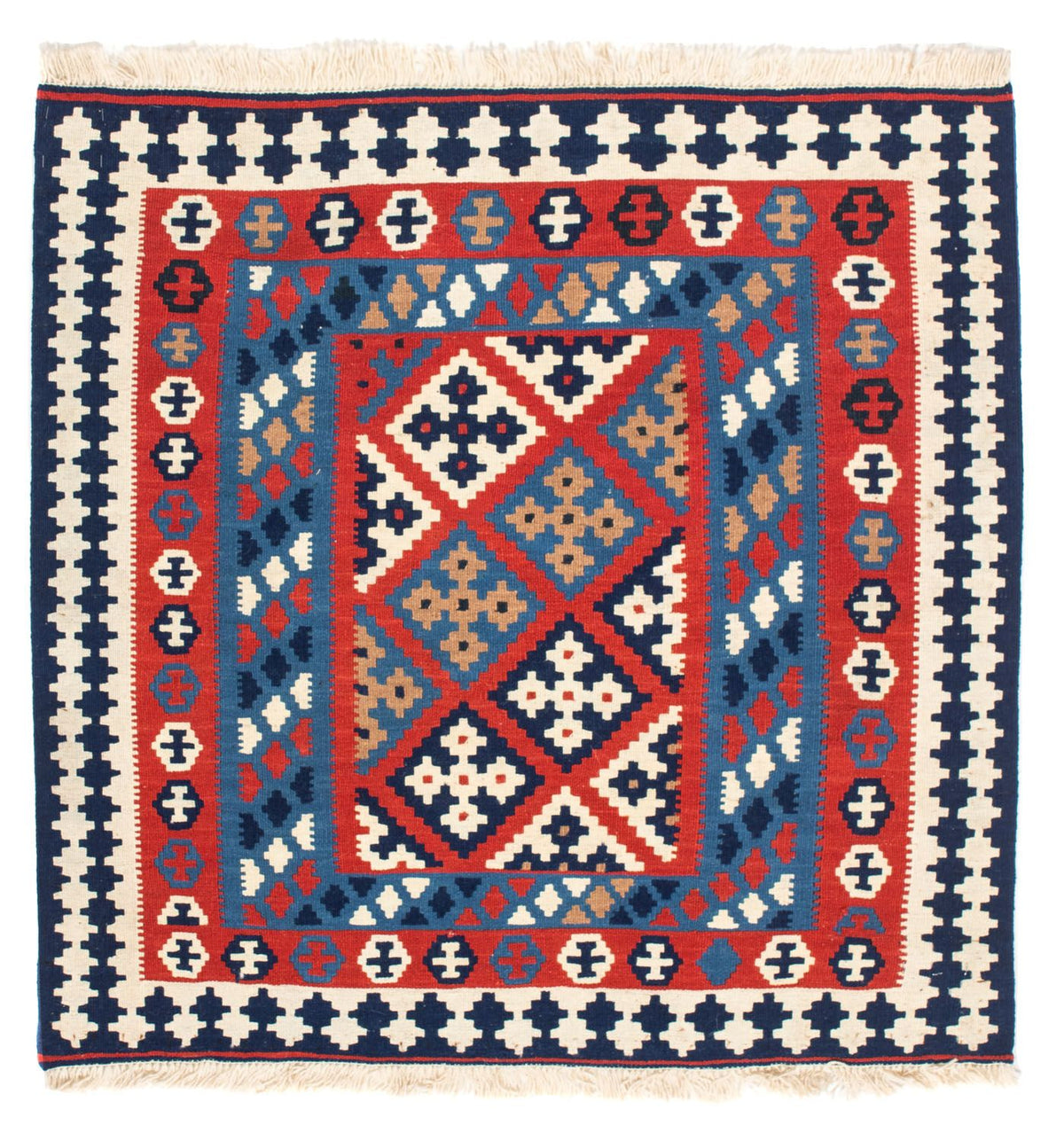 Tappeto Kelim - Orientale quadrato  - 103 x 101 cm - rosso