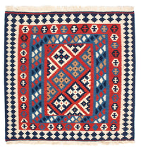 Tappeto Kelim - Orientale quadrato  - 103 x 101 cm - rosso