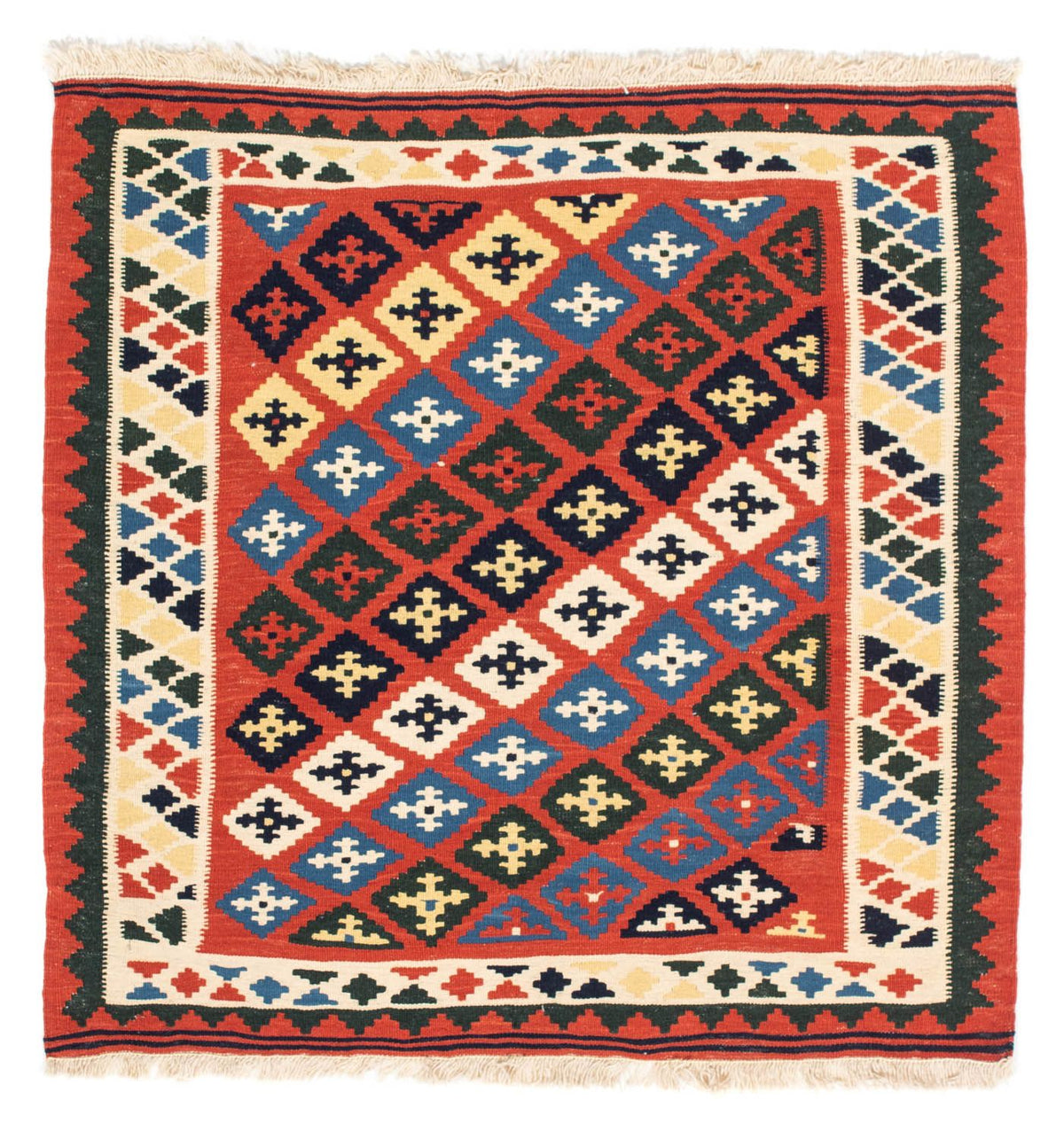 Tappeto Kelim - Orientale quadrato  - 97 x 94 cm - rosso
