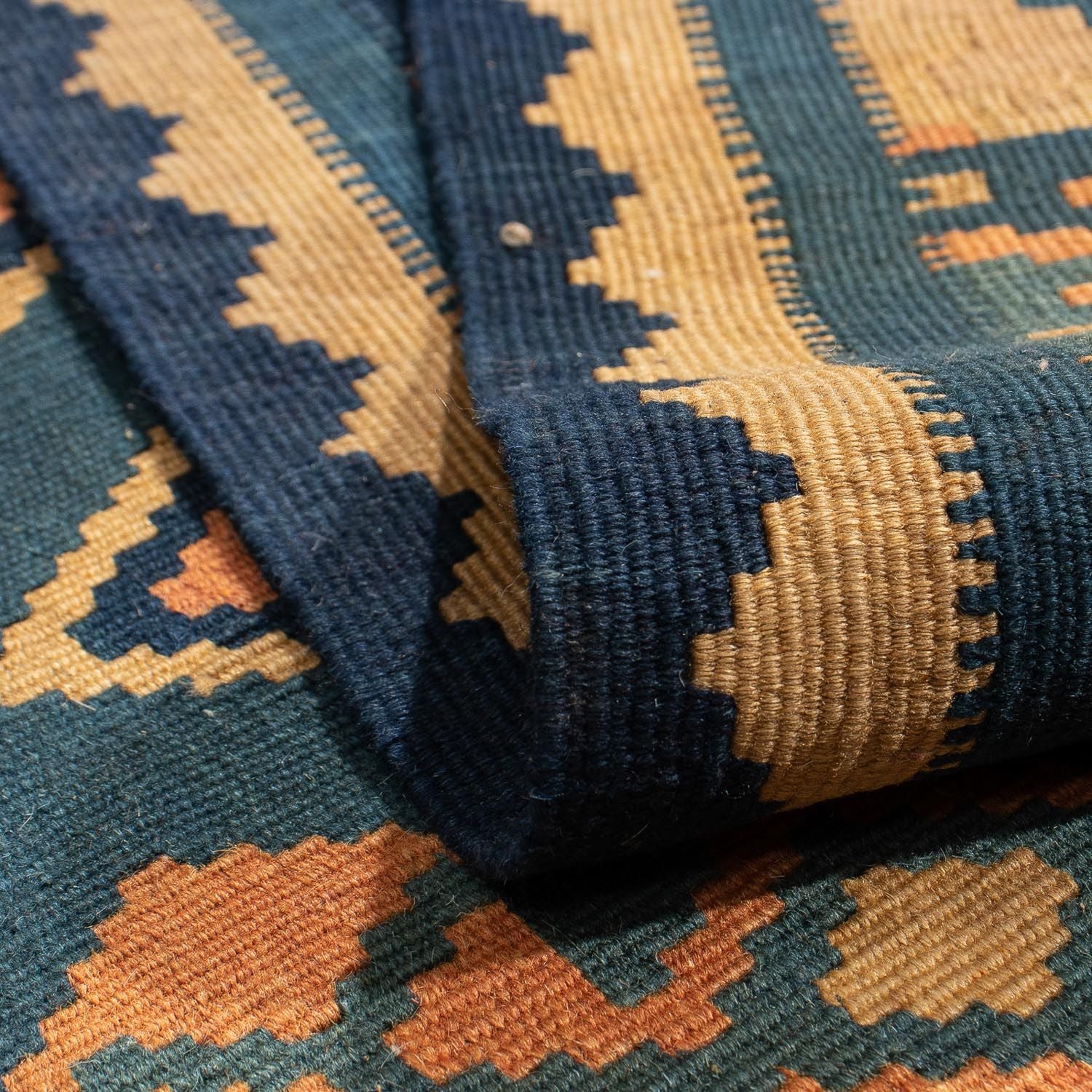 Tappeto Kelim - Orientale - 195 x 157 cm - blu scuro