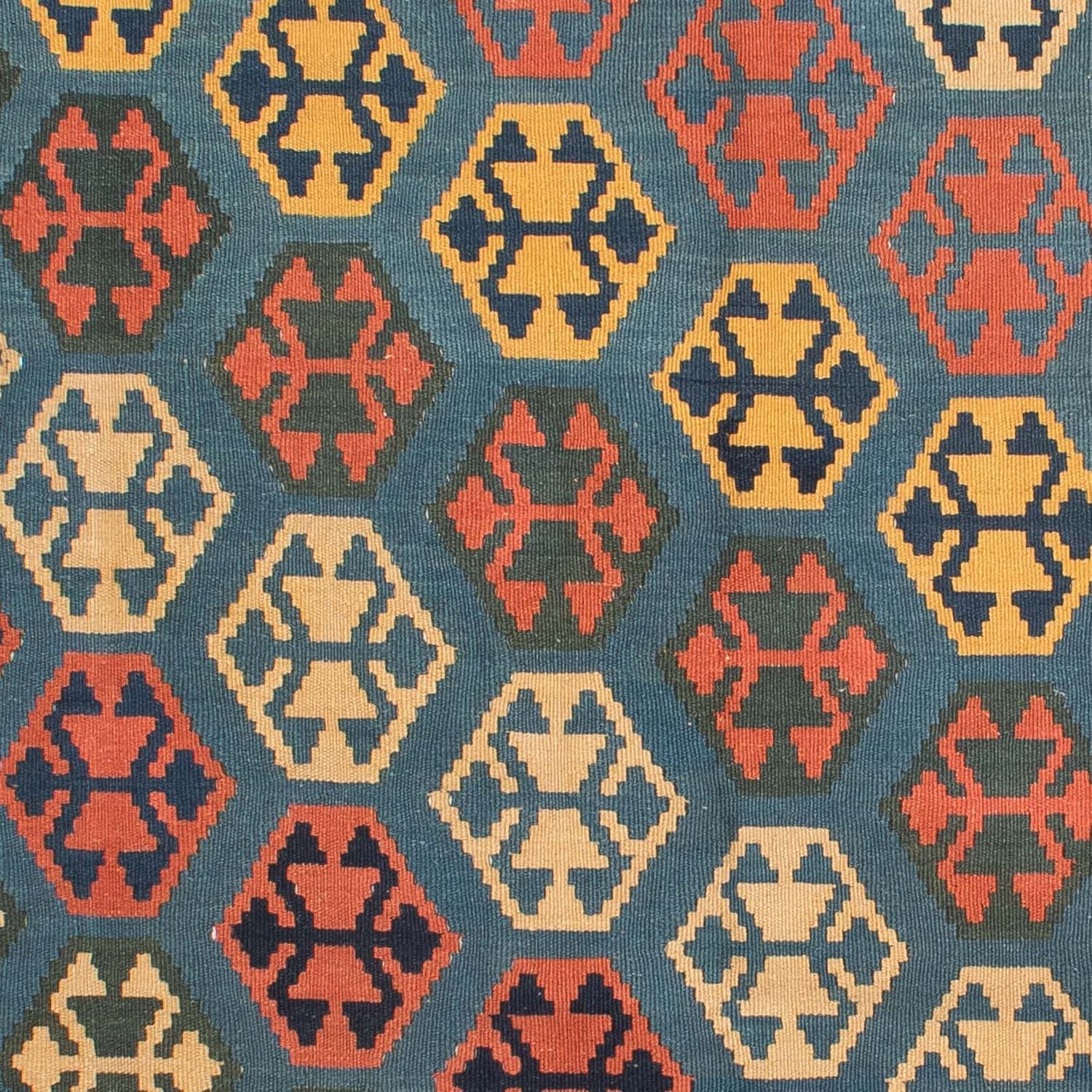 Tappeto Kelim - Orientale quadrato  - 212 x 198 cm - blu