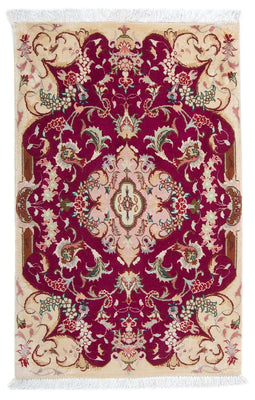 Tappeto Persero - Tabriz - Reale - 90 x 60 cm - rosso scuro
