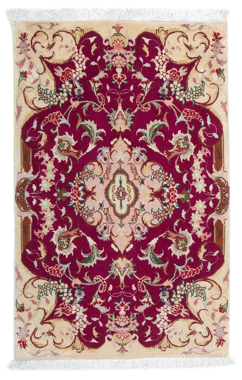 Tappeto Persero - Tabriz - Reale - 90 x 60 cm - rosso scuro