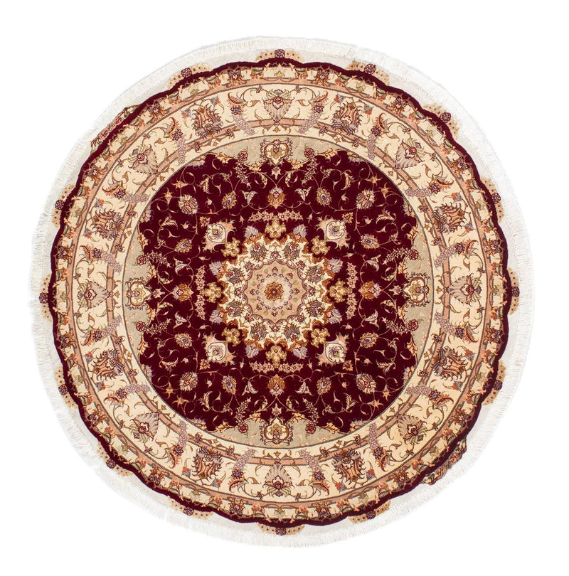 Tappeto Persero - Tabriz - Reale rotondo  - 155 x 155 cm - rosso scuro