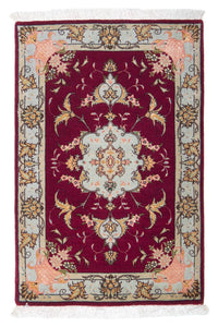 Tappeto Persero - Tabriz - Reale - 90 x 60 cm - rosso scuro