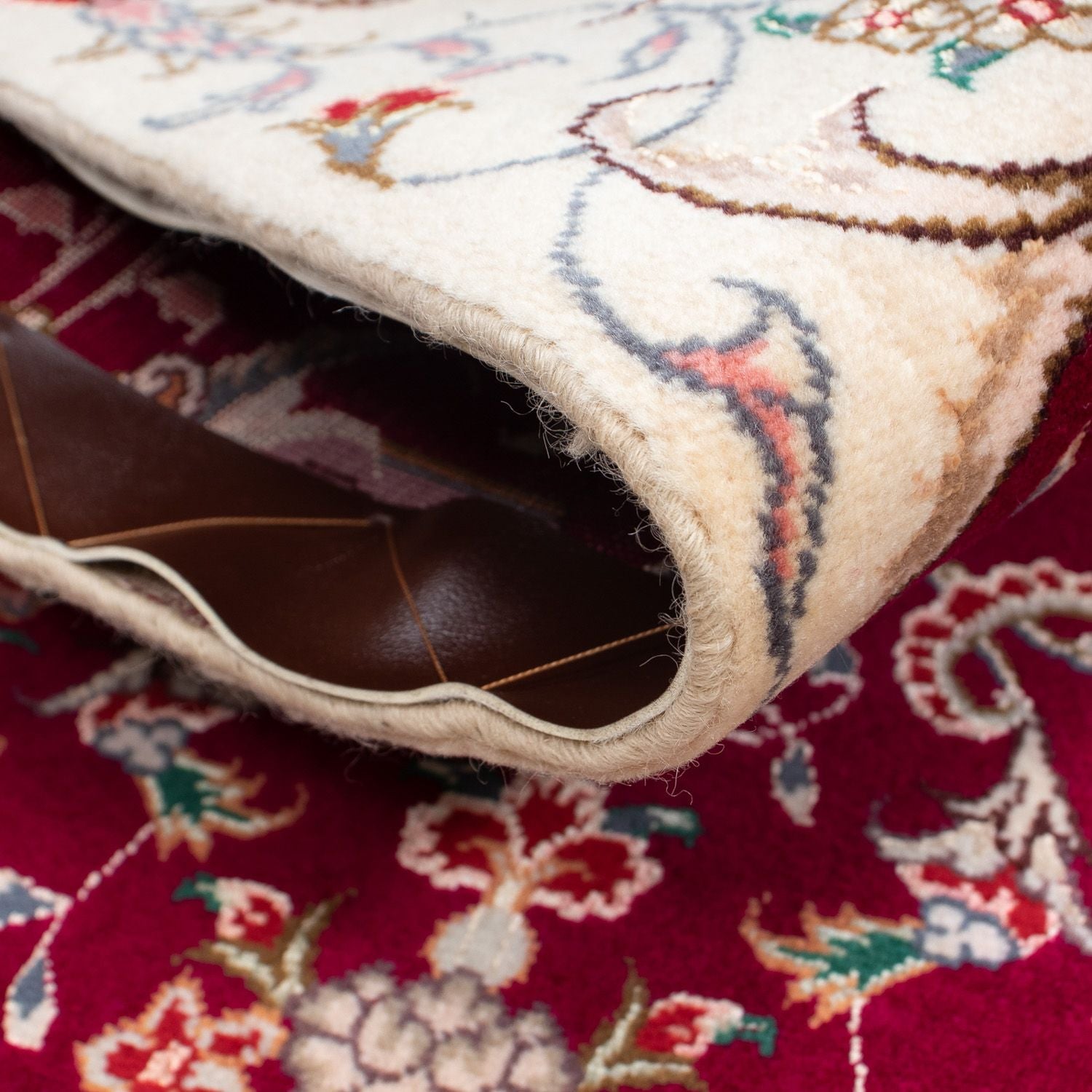 Tappeto Persero - Tabriz - Reale - 90 x 60 cm - rosso scuro