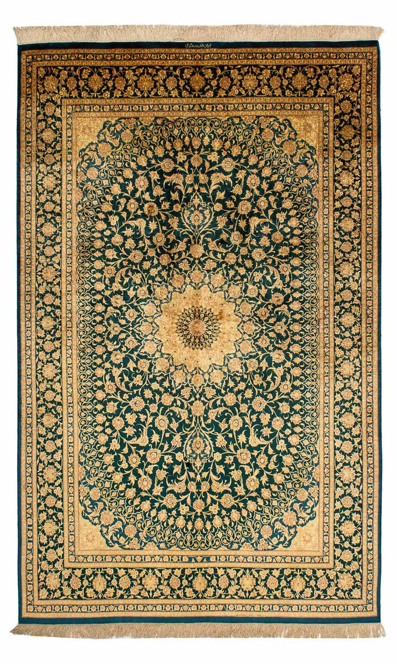 Tappeto di seta - Ghom seta - Premio - 216 x 132 cm - blu scuro
