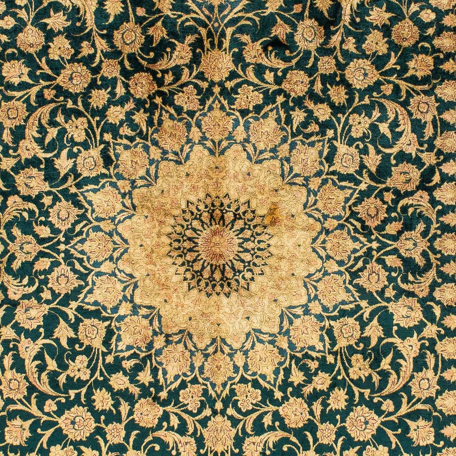 Tappeto di seta - Ghom seta - Premio - 216 x 132 cm - blu scuro