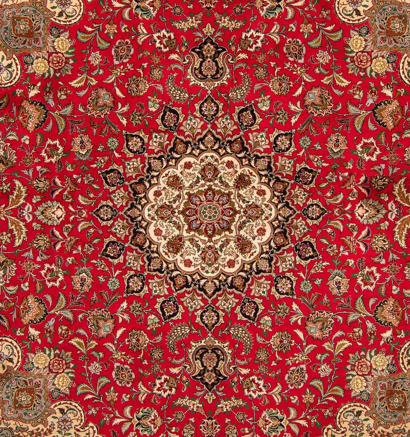 Tappeto Persero - Tabriz - Reale quadrato  - 251 x 251 cm - rosso