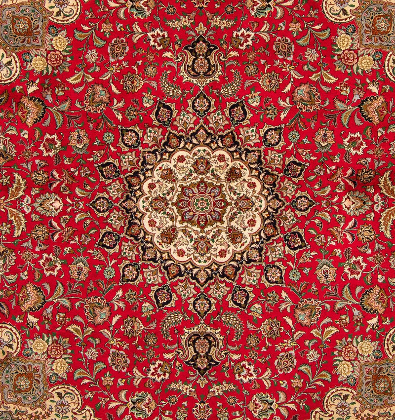 Tappeto Persero - Tabriz - Reale quadrato  - 251 x 251 cm - rosso