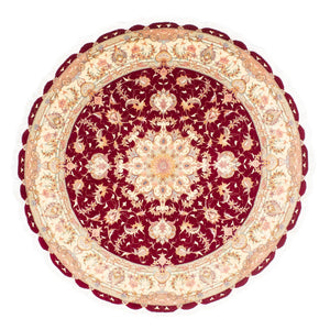 Tappeto Persero - Tabriz - Reale rotondo  - 150 x 150 cm - rosso scuro