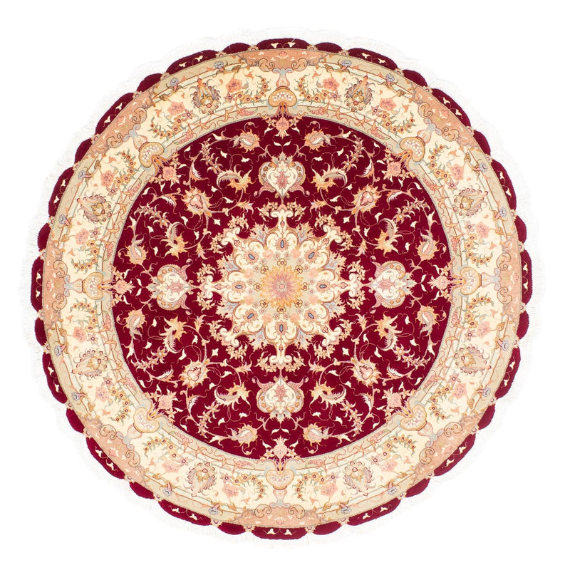 Tappeto Persero - Tabriz - Reale rotondo  - 150 x 150 cm - rosso scuro