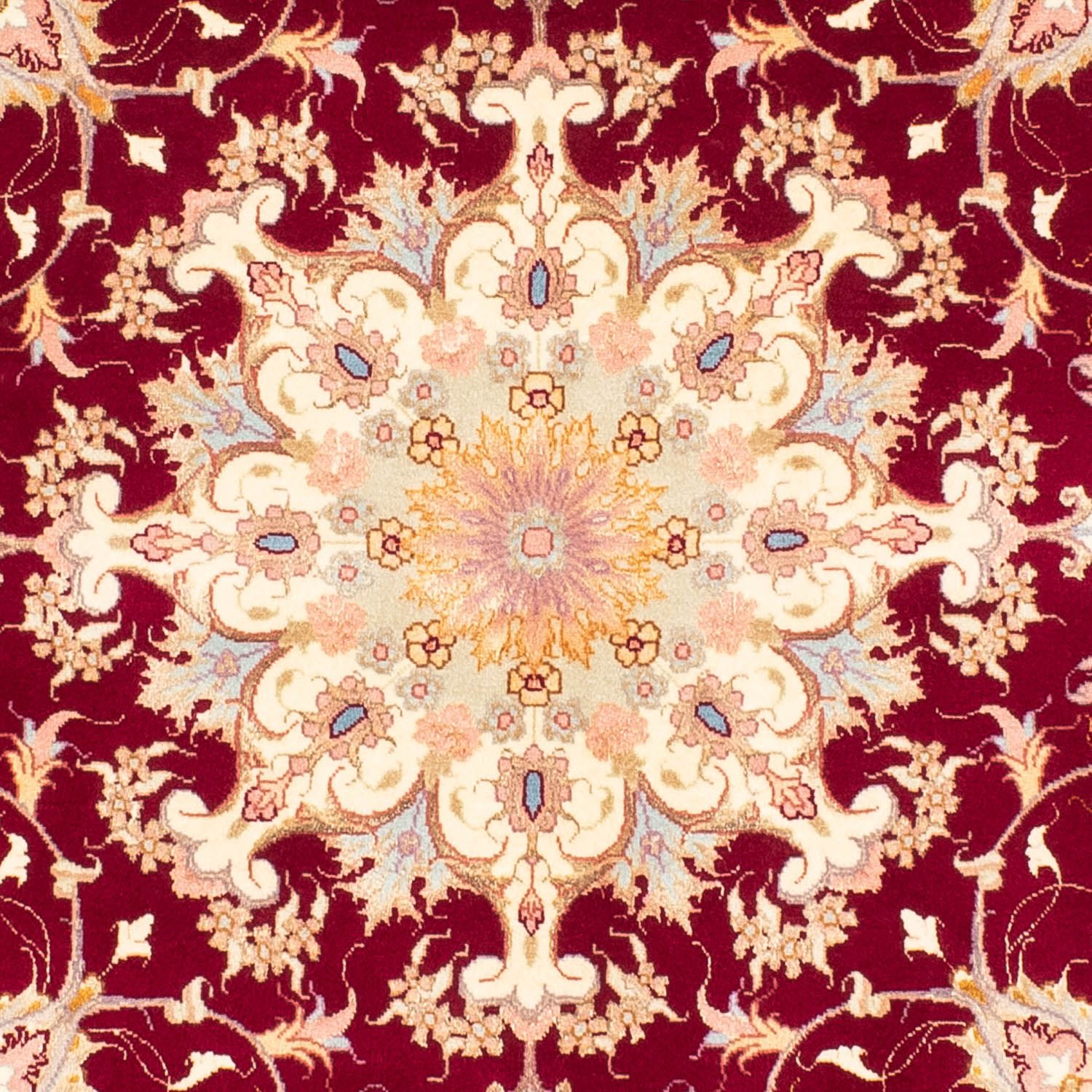 Tappeto Persero - Tabriz - Reale rotondo  - 150 x 150 cm - rosso scuro