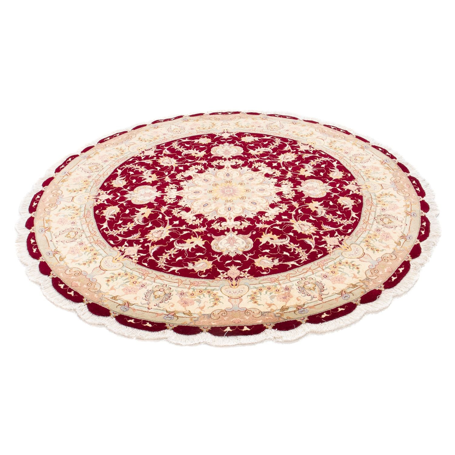 Tappeto Persero - Tabriz - Reale rotondo  - 150 x 150 cm - rosso scuro