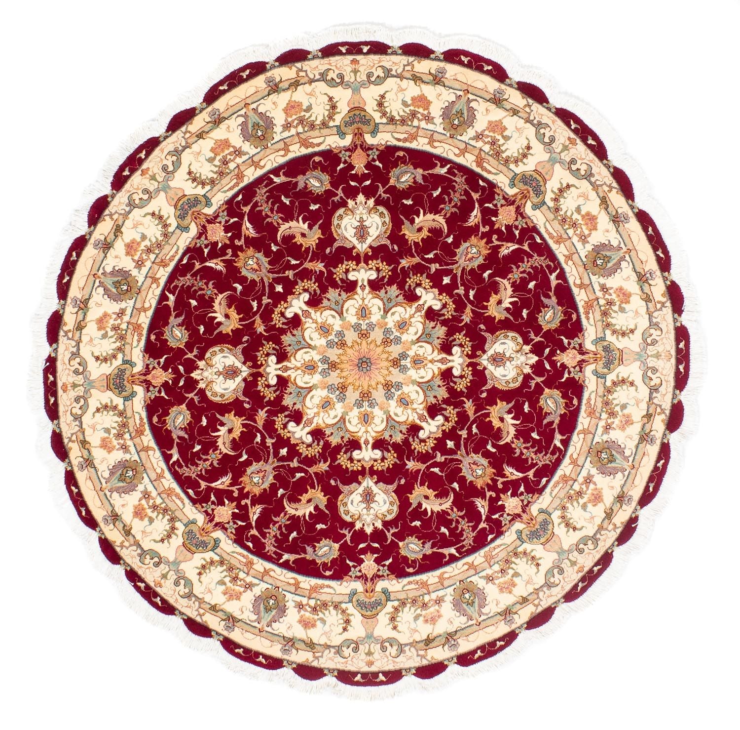 Tappeto Persero - Tabriz - Reale rotondo  - 150 x 150 cm - rosso scuro