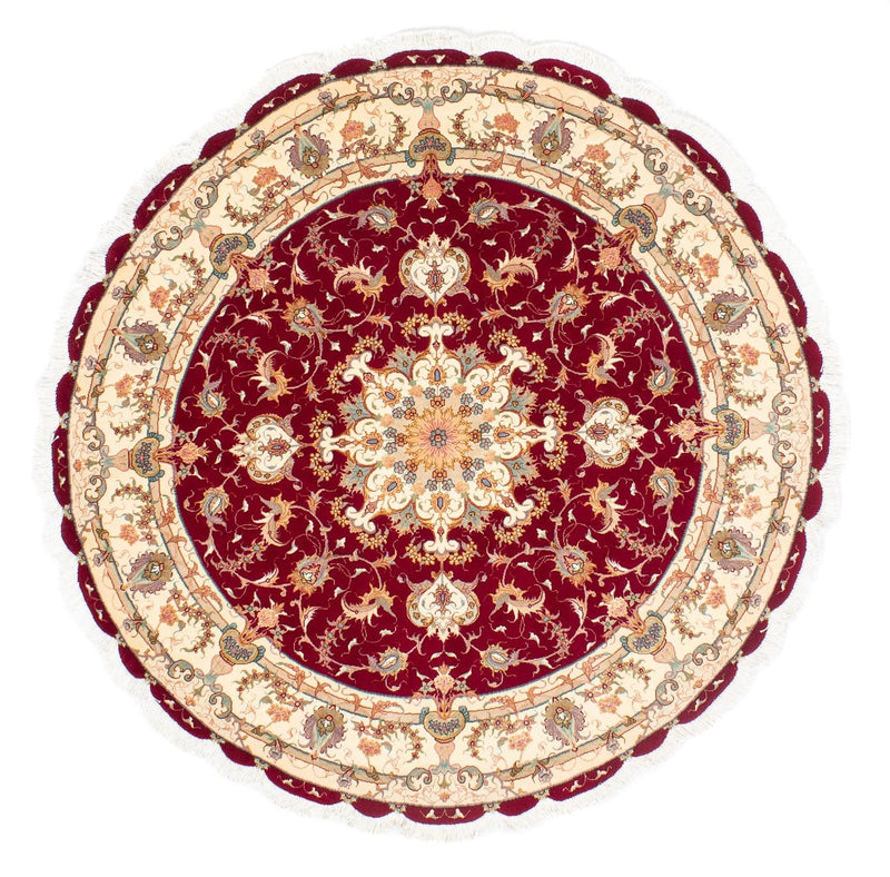 Tappeto Persero - Tabriz - Reale rotondo  - 150 x 150 cm - rosso scuro