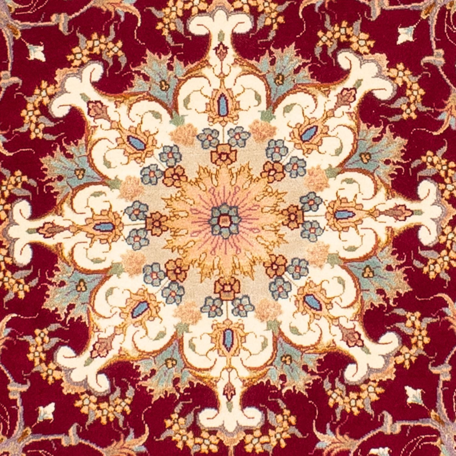 Tappeto Persero - Tabriz - Reale rotondo  - 150 x 150 cm - rosso scuro