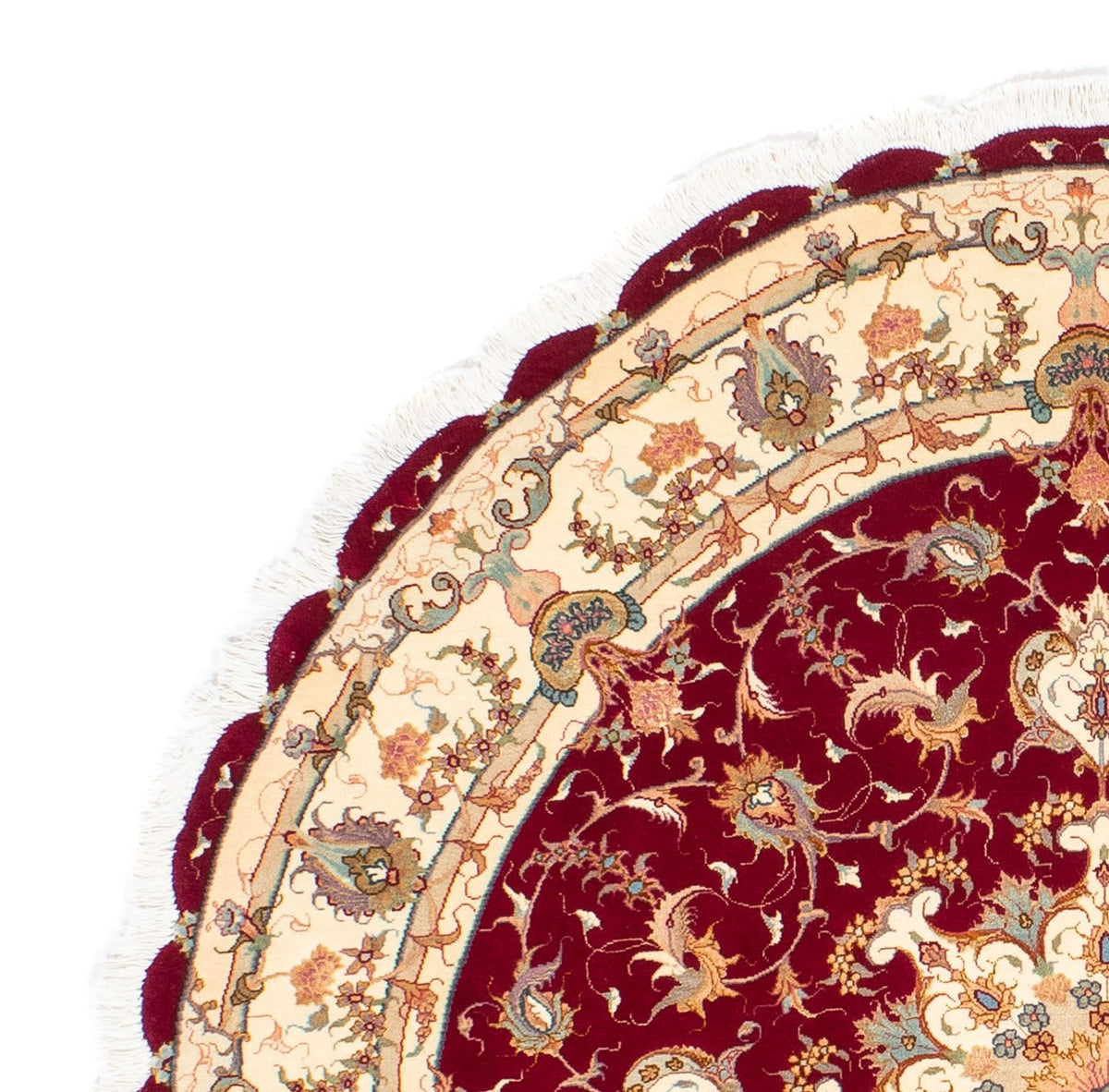 Tappeto Persero - Tabriz - Reale rotondo  - 150 x 150 cm - rosso scuro